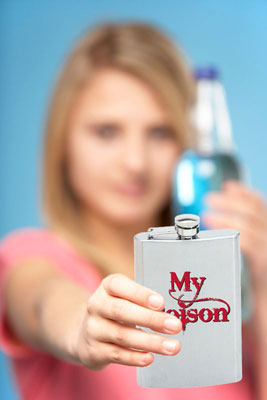 girl holding my poison flask 